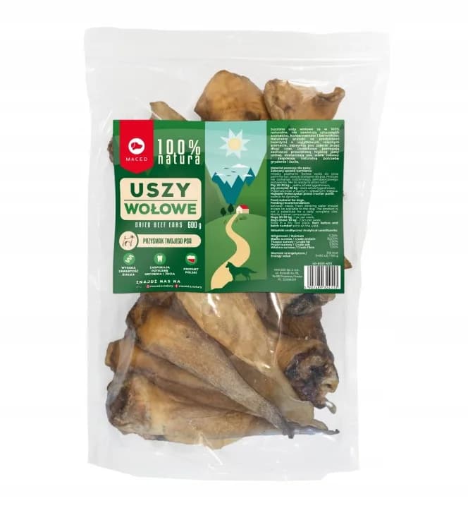 Naturalny Przysmak dla Psa Maced Ucho Wołowe Smakołyk 100% NATURA 600 g