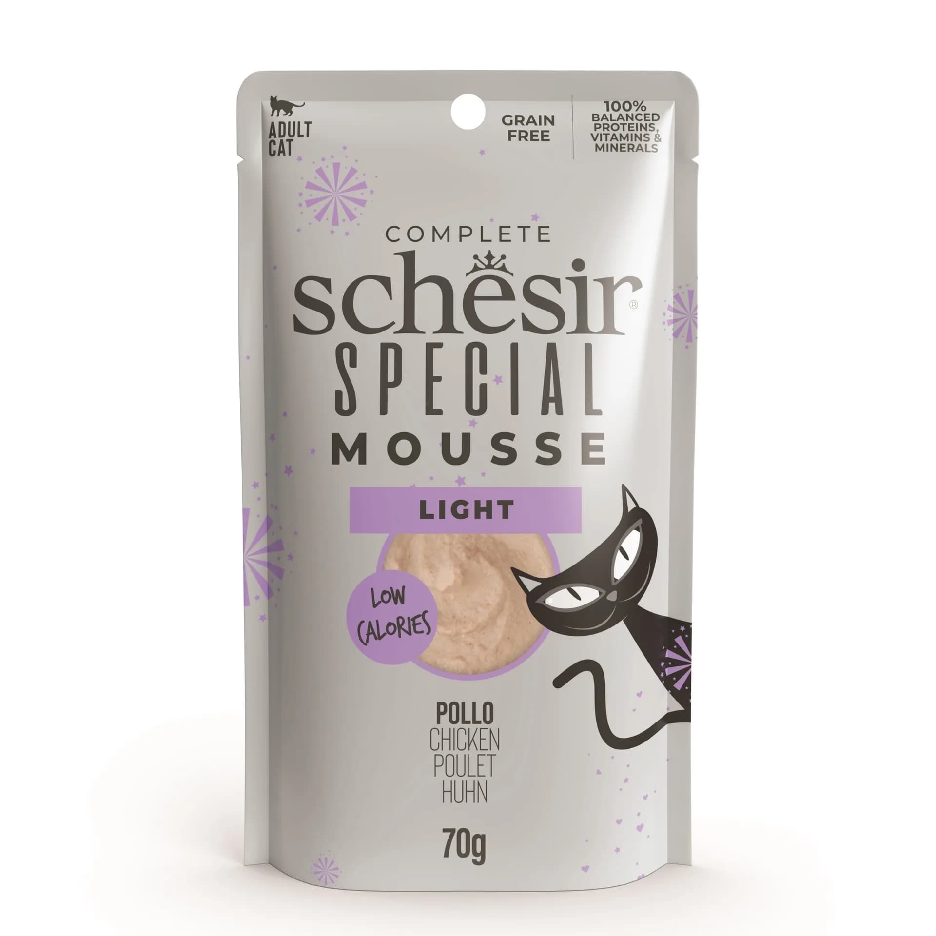 Schesir Special Mousse Light karma mokra dla kota kurczak i indyk z dynią 70 g