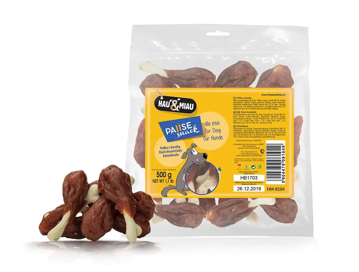 Hau&Miau Pausesnack przysmak dla psa pałka z kaczką 500 g