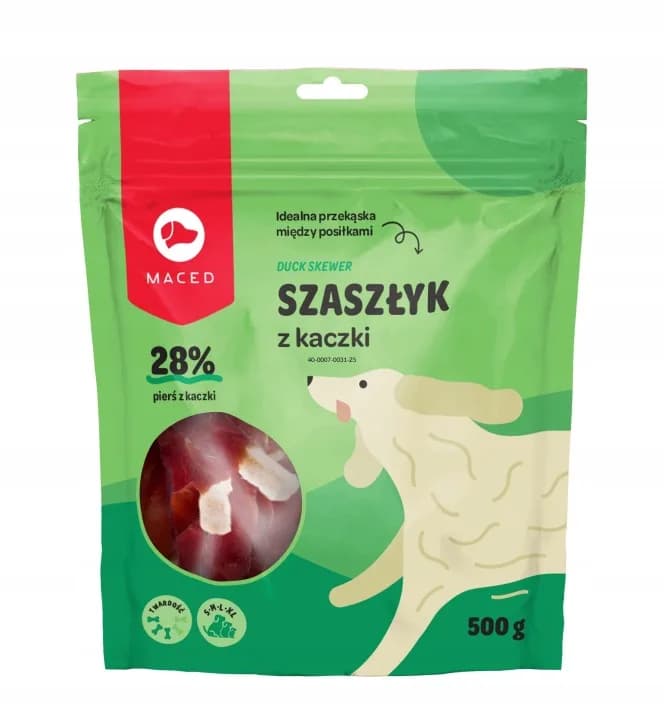 Maced Szaszłyk z Kaczki Pałeczki Wołowe z Kaczką Przysmaki Dla Psów 500 g