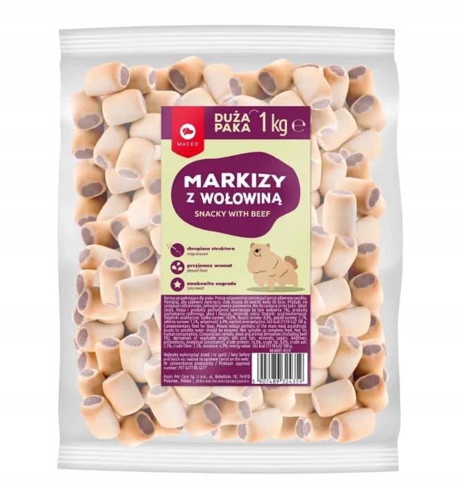 Miękkie Przysmaki dla Psów Maced Miękkie Ciasteczka Markizy z Wołowiną 1 kg