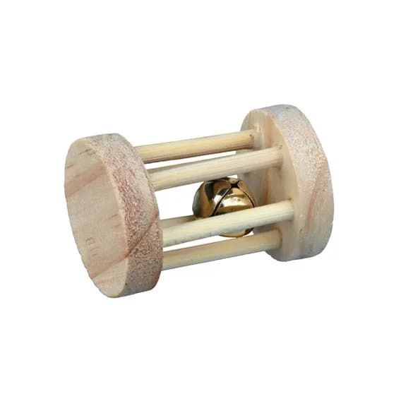 Zabawka drewniana rolka z dzwoneczkiem dla gryzoni ø 3.5 × 5 cm