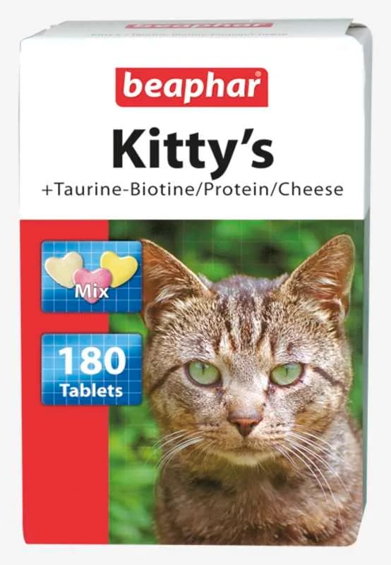Beaphar Kitty's Mix 180 szt.- przysmaki dla kota z zawartością tauryny, biotyny, protein oraz sera, wzbogacone witaminami