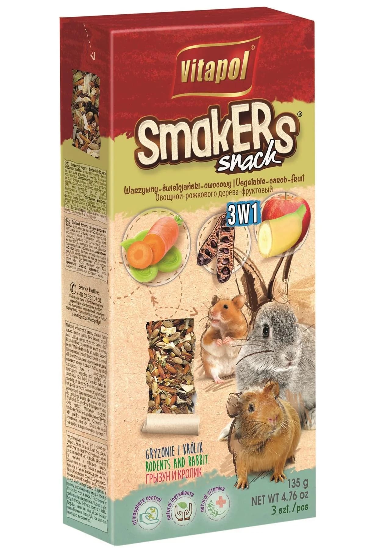 Vitapol Smakers 3w1 dla gryzoni i królika 135 g