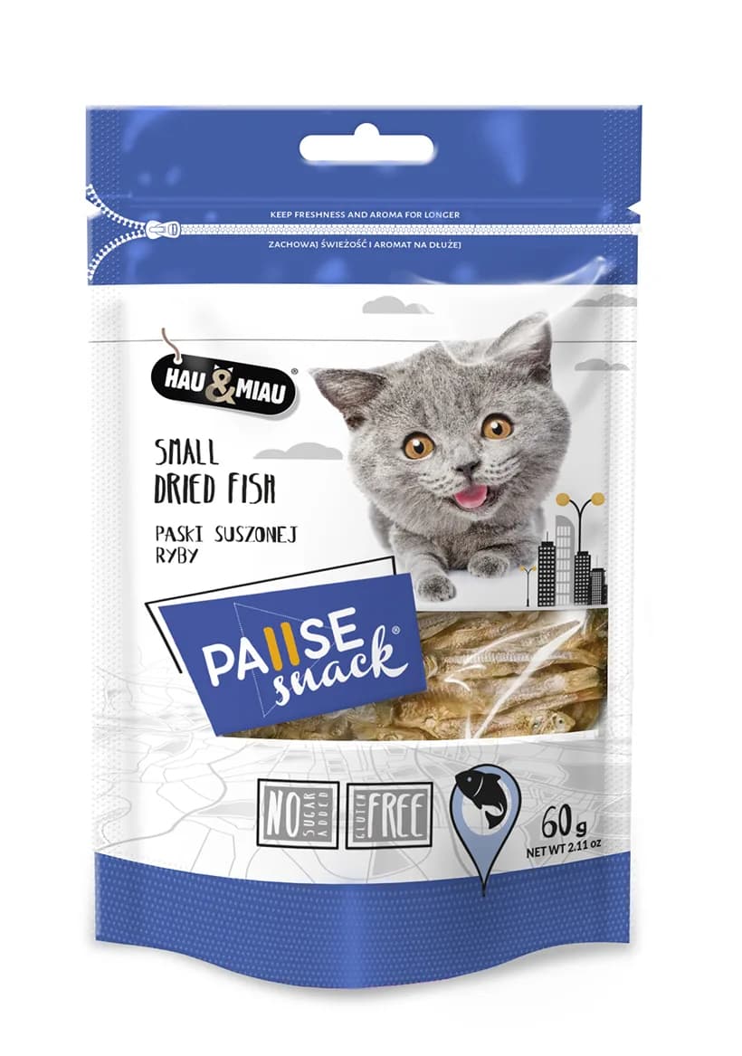 Hau&Miau Pausesnack przysmak dla kota paski suszonej ryby 60 g