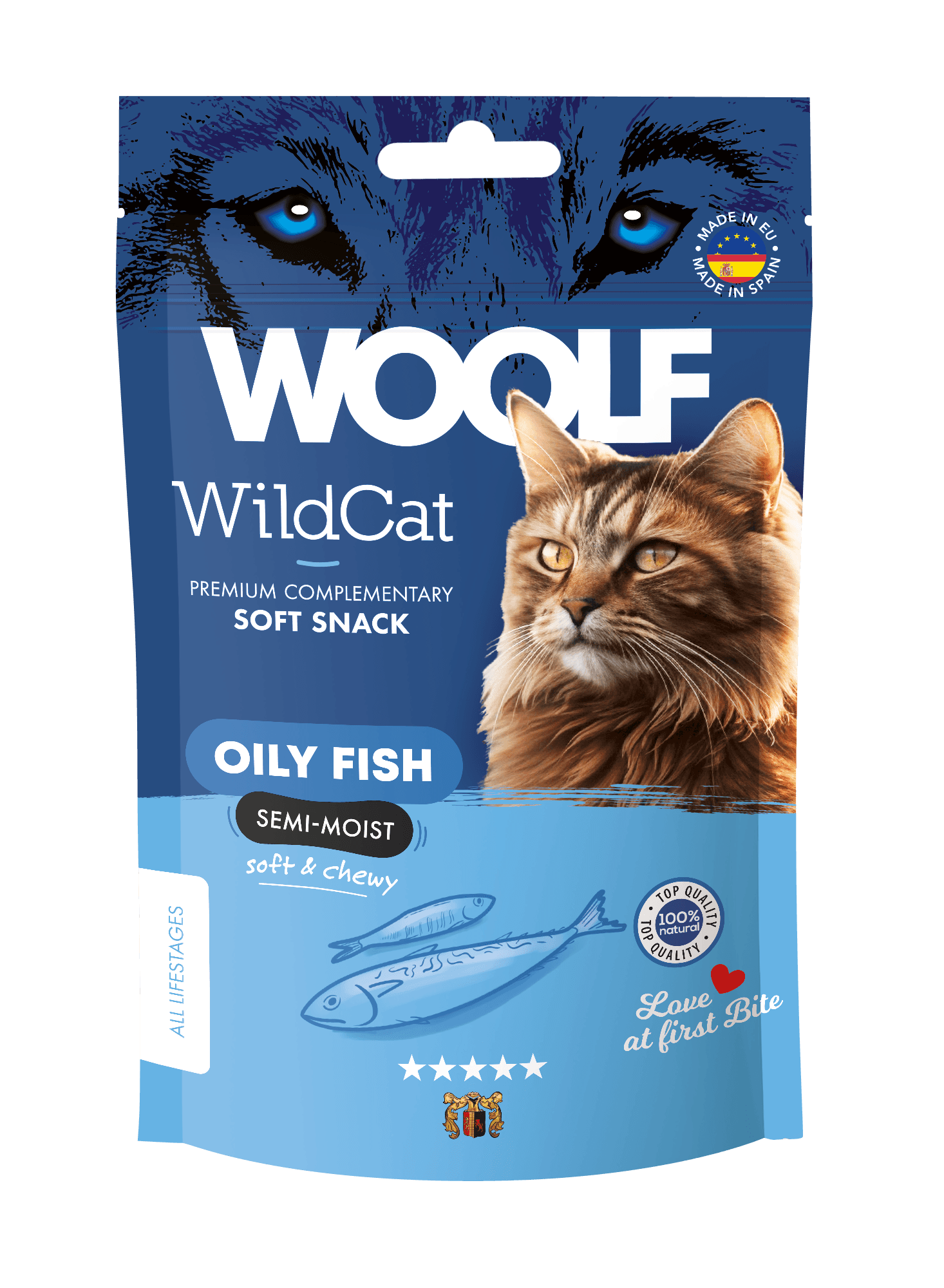 Woolf WildCat Soft Snack Tłuste Ryby Półwilgotne smakołyki dla kota 50 g