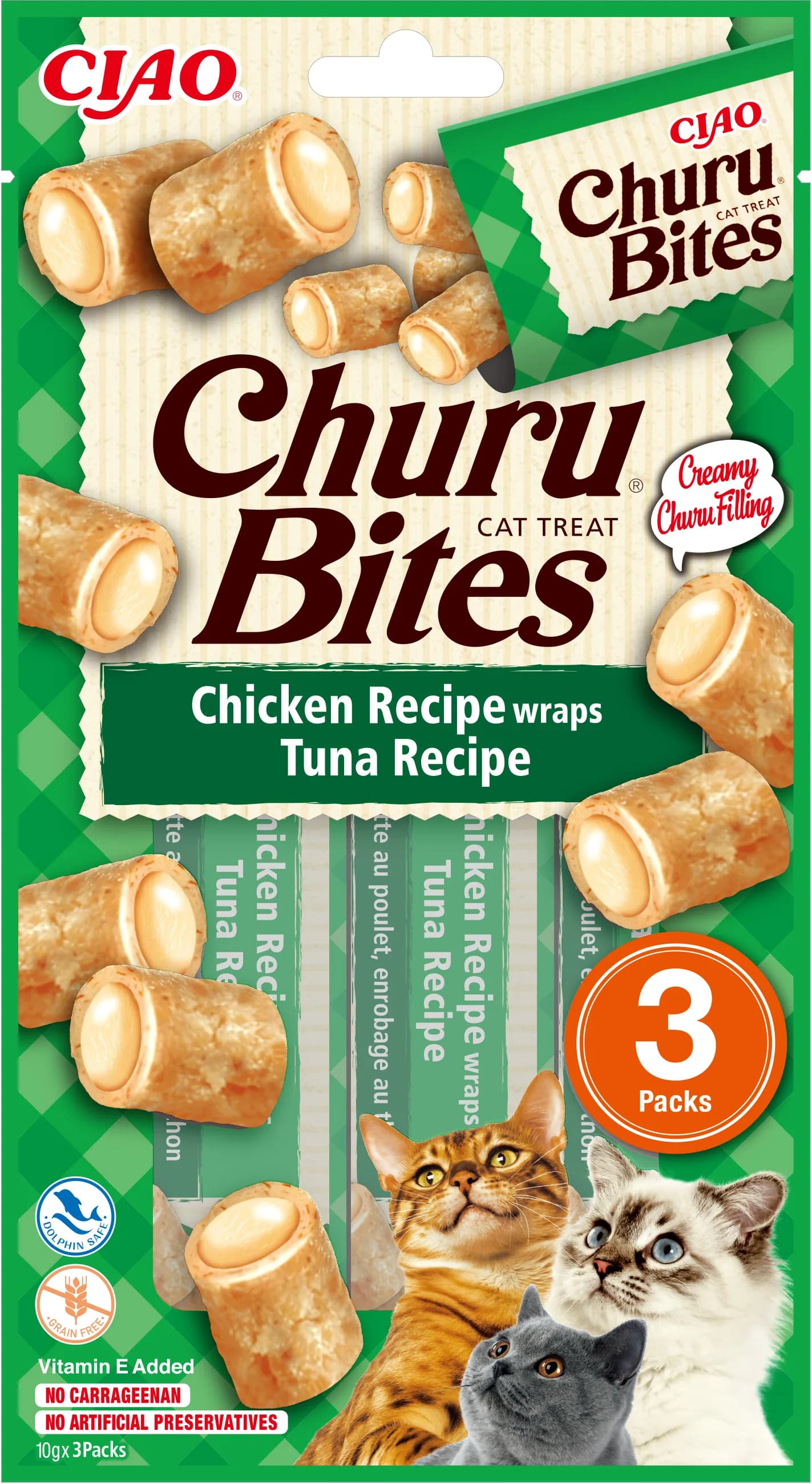 INABA CAT CHURU BITES CHICKEN WR.TUNA 3 × 10 g